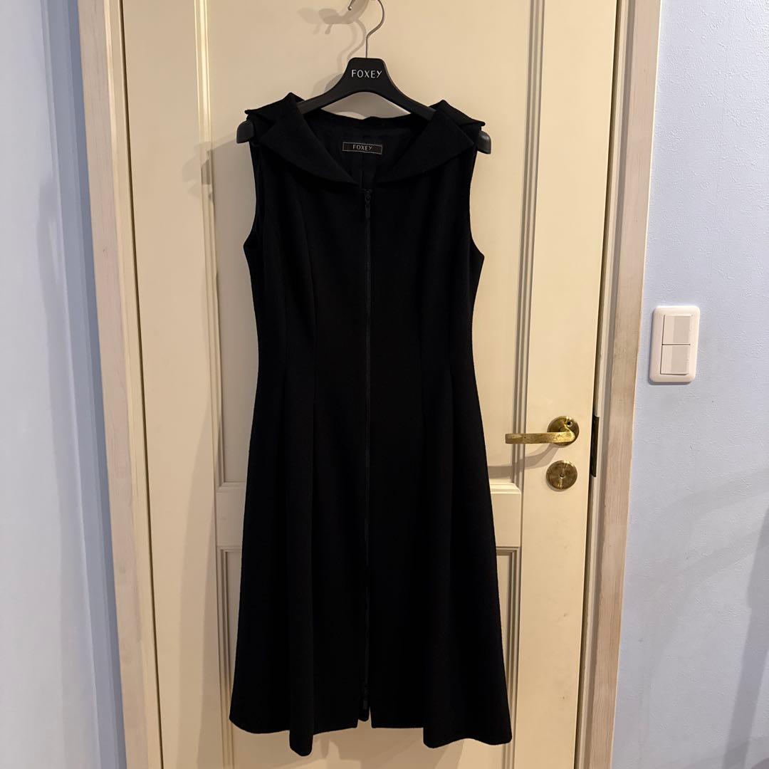 FOXEY ロングワンピース 2way ジレ　jupiter 黒　40 秋冬