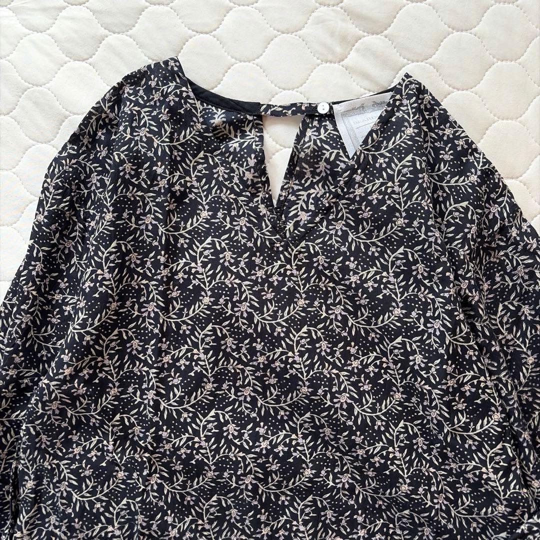 【24SS美品】BEARDSLEY プリントギャザーワンピース　ブラック