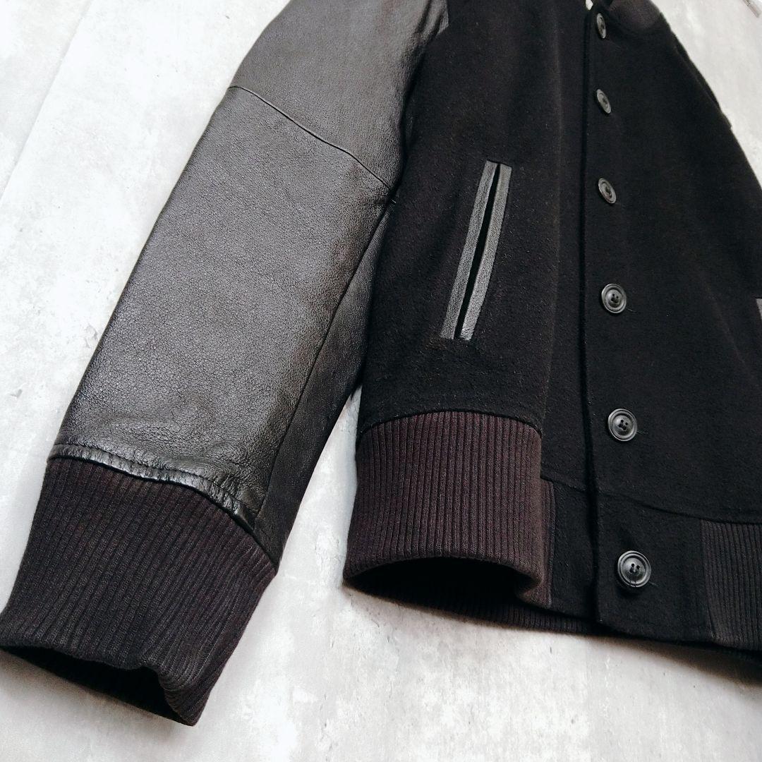yoused ウール レザー スタジャン Lサイズ ブラック 状態良好 袖レザー