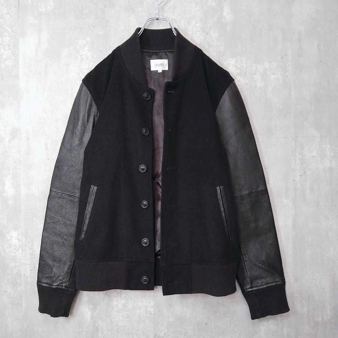 yoused ウール レザー スタジャン Lサイズ ブラック 状態良好 袖レザー