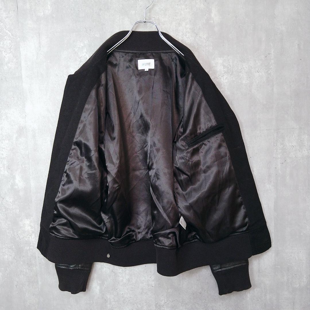 yoused ウール レザー スタジャン Lサイズ ブラック 状態良好 袖レザー