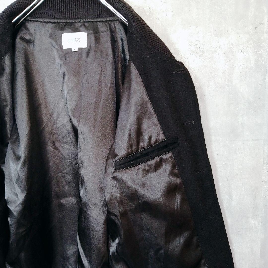 yoused ウール レザー スタジャン Lサイズ ブラック 状態良好 袖レザー