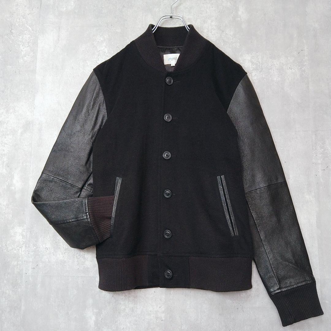 yoused ウール レザー スタジャン Lサイズ ブラック 状態良好 袖レザー