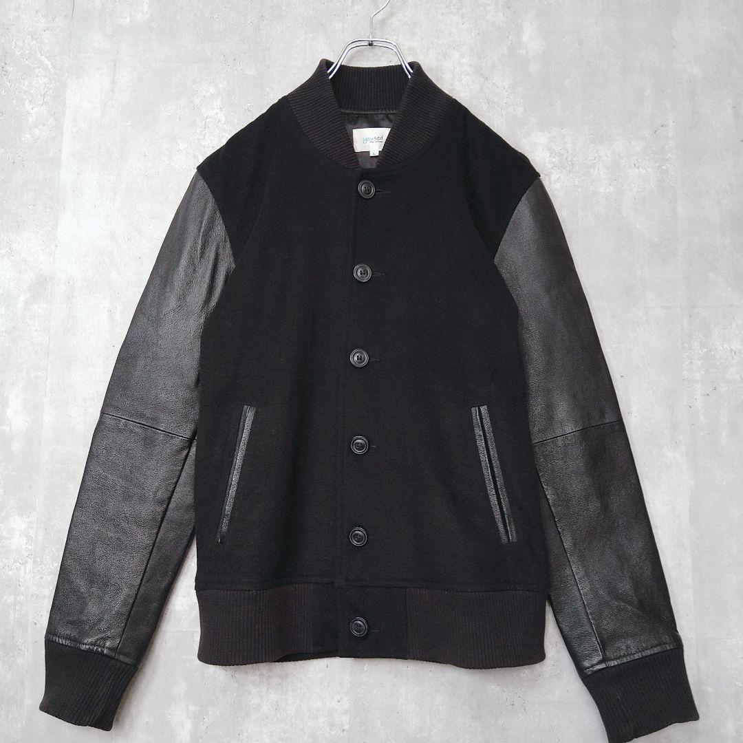 yoused ウール レザー スタジャン Lサイズ ブラック 状態良好 袖レザー