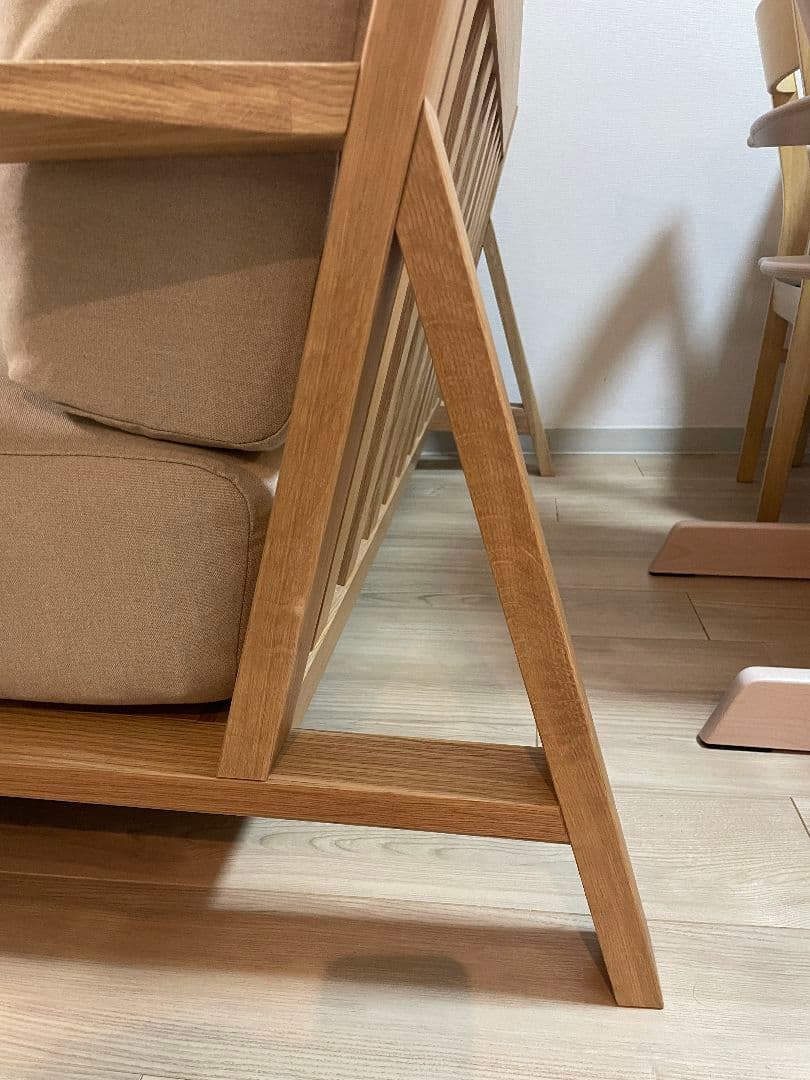 無印良品ソファ本体フェザーポケットコイル2シーター+綿帆布カバー杢ベージュ