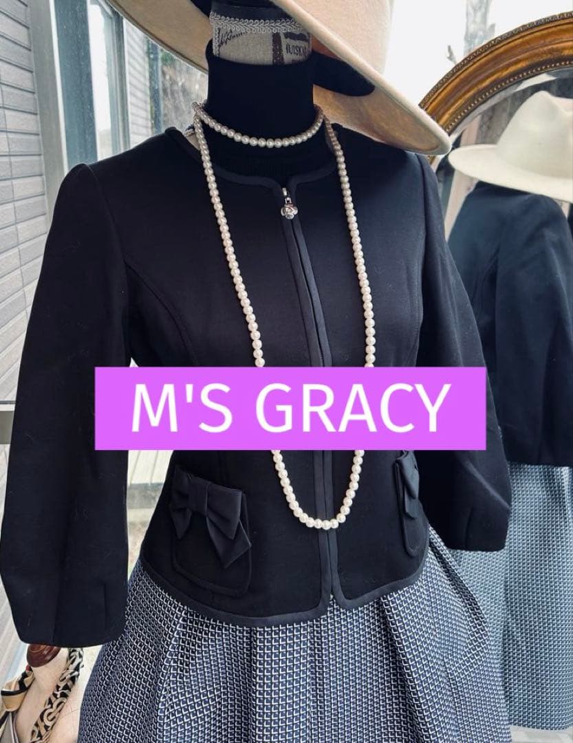 綺麗なお姉さんのエムズグレイシー 上品なリボンジップアップジャケット