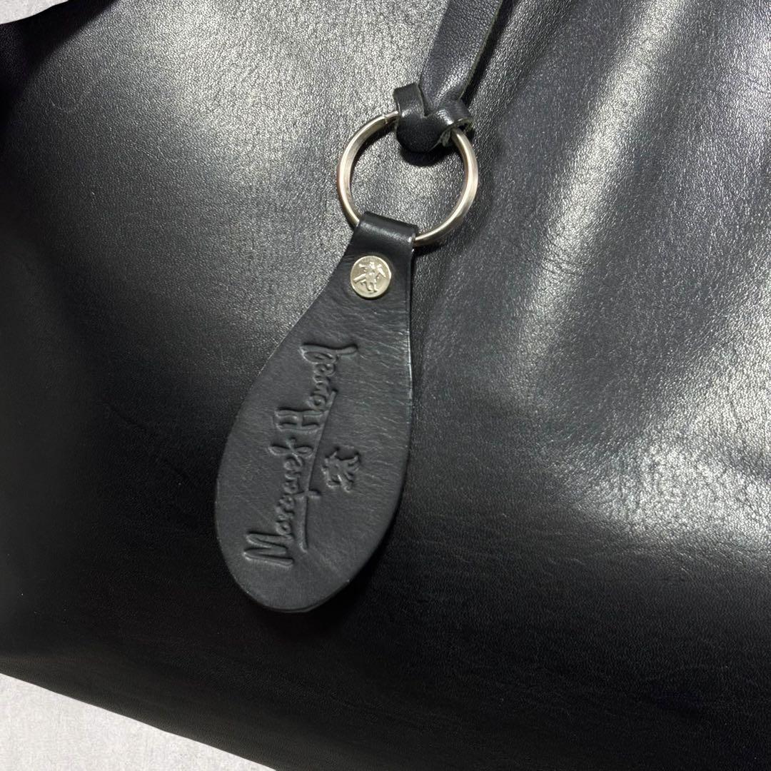マーガレットハウエル トートバッグ レザー 旧ロゴ 黒 A4 肩掛け チャーム付