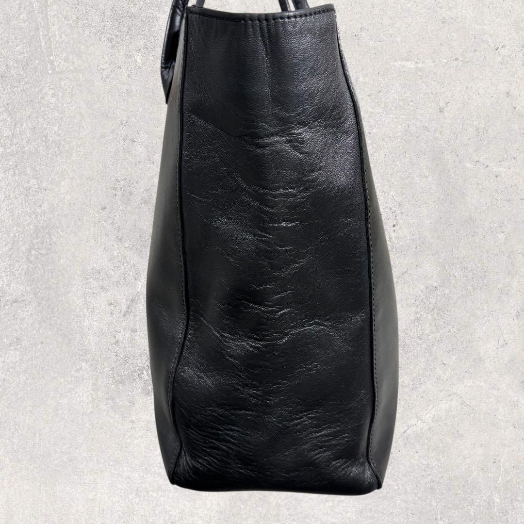 マーガレットハウエル トートバッグ レザー 旧ロゴ 黒 A4 肩掛け チャーム付