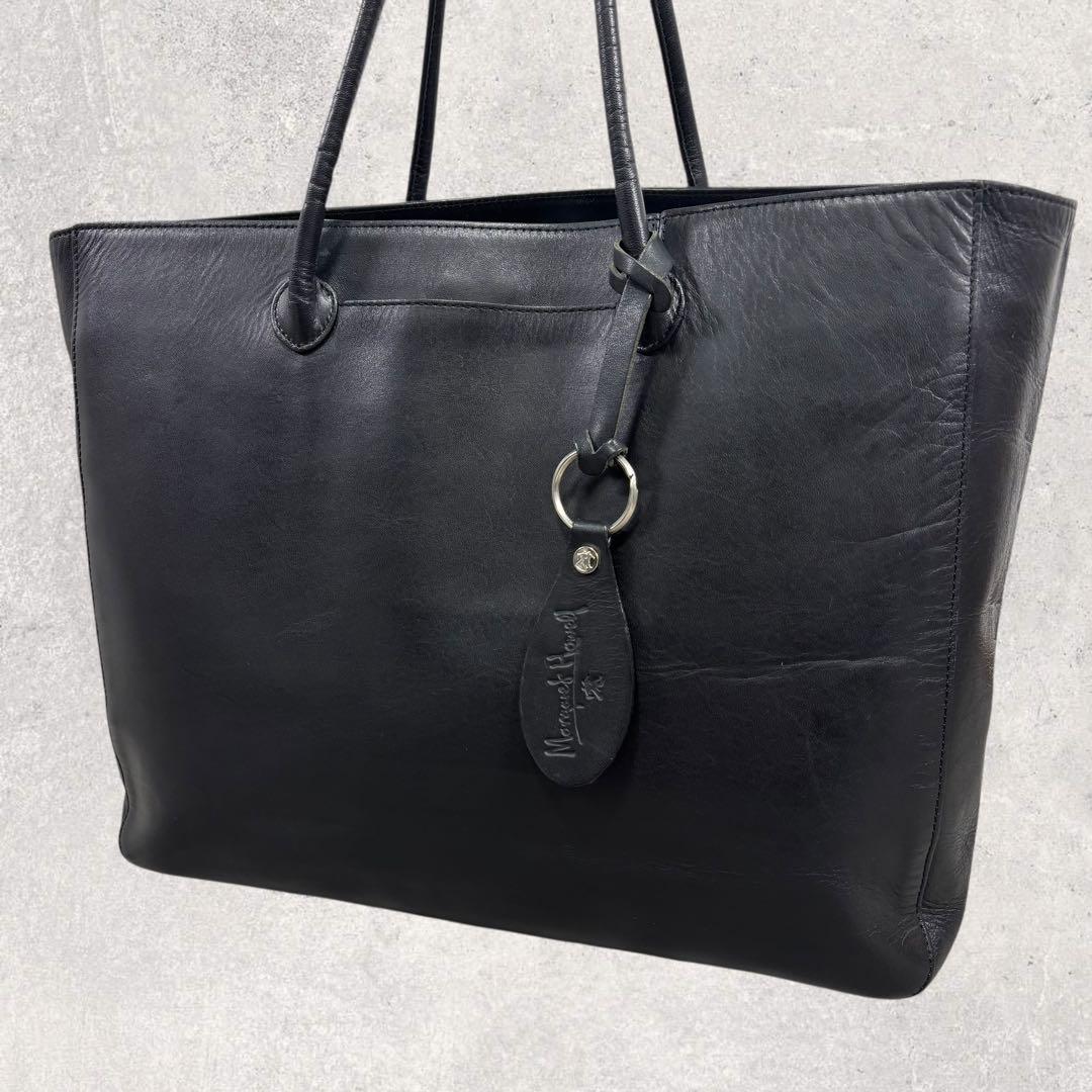 マーガレットハウエル トートバッグ レザー 旧ロゴ 黒 A4 肩掛け チャーム付