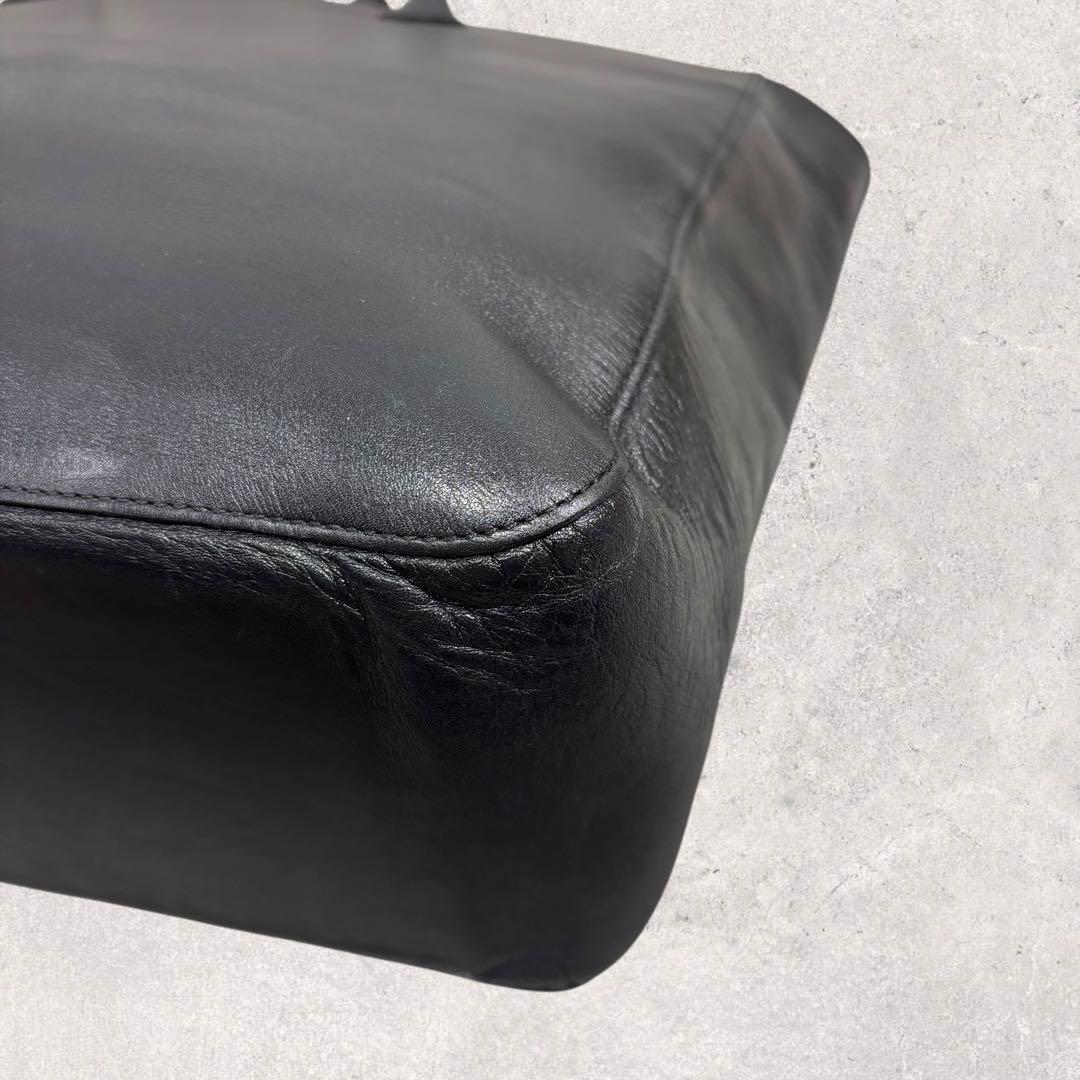 マーガレットハウエル トートバッグ レザー 旧ロゴ 黒 A4 肩掛け チャーム付