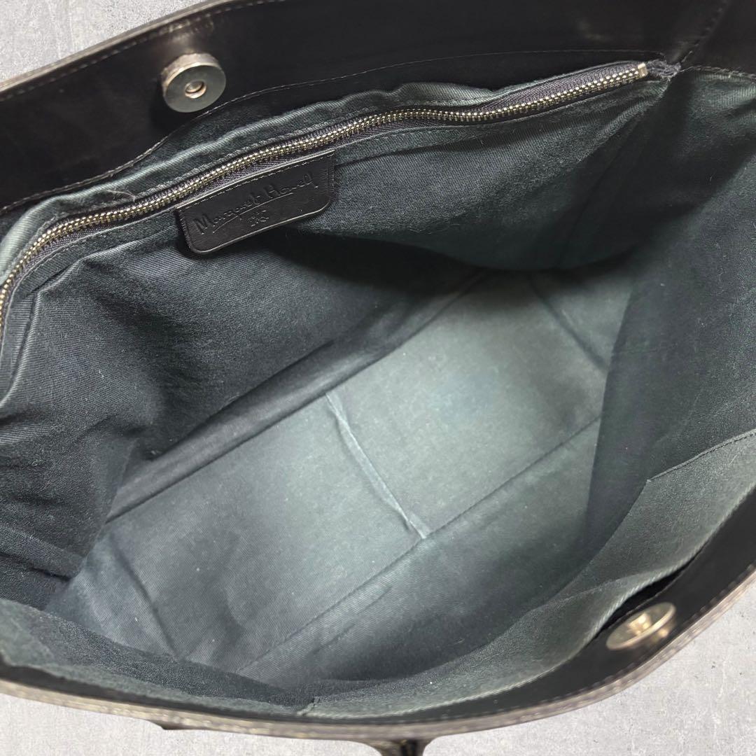 マーガレットハウエル トートバッグ レザー 旧ロゴ 黒 A4 肩掛け チャーム付