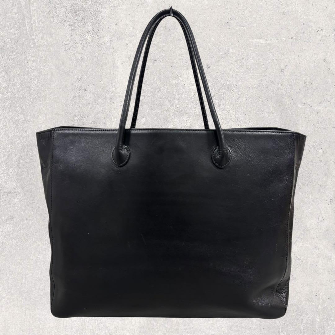 マーガレットハウエル トートバッグ レザー 旧ロゴ 黒 A4 肩掛け チャーム付