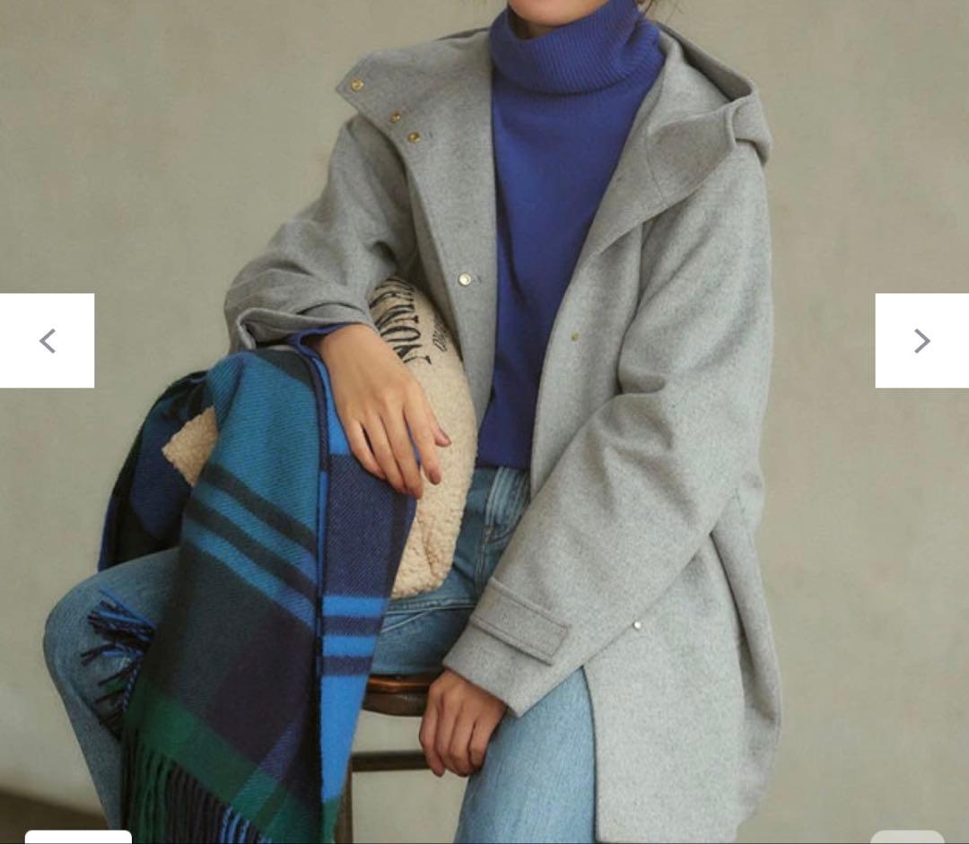 23区　ウールカシミヤビーバーフード付きショートコート