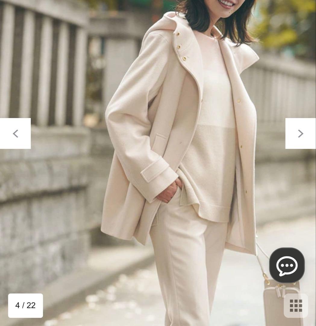 23区　ウールカシミヤビーバーフード付きショートコート