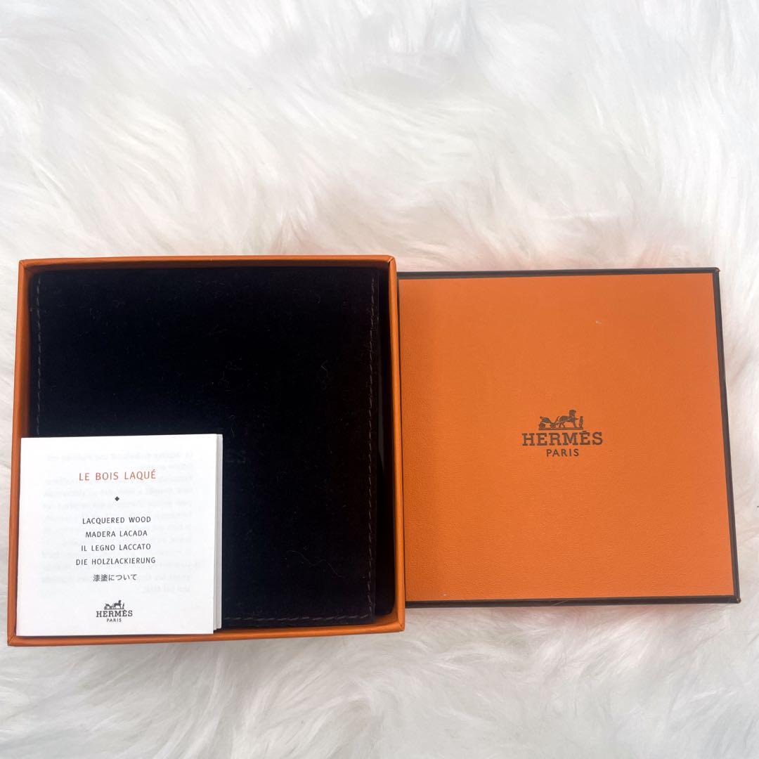 【美品】　HERMES　エルメス　ラッカーウッド　バングル　ホワイト×ブラック