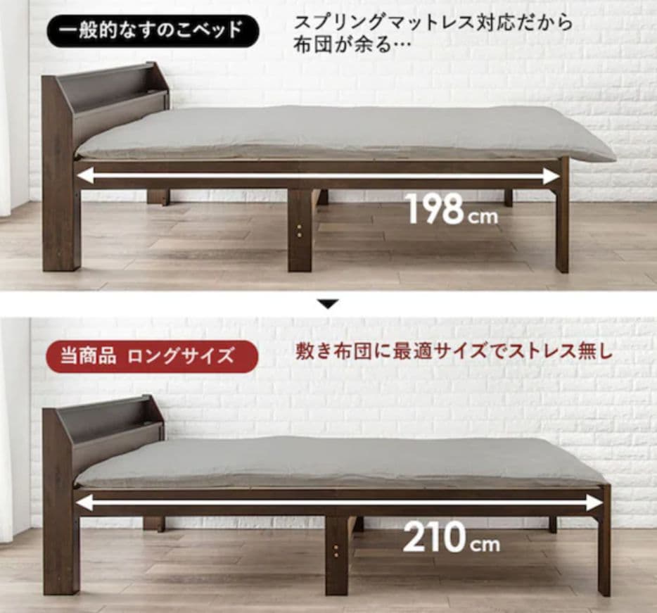 ニトリ 頑丈ロングベッドフレーム(S DBR)