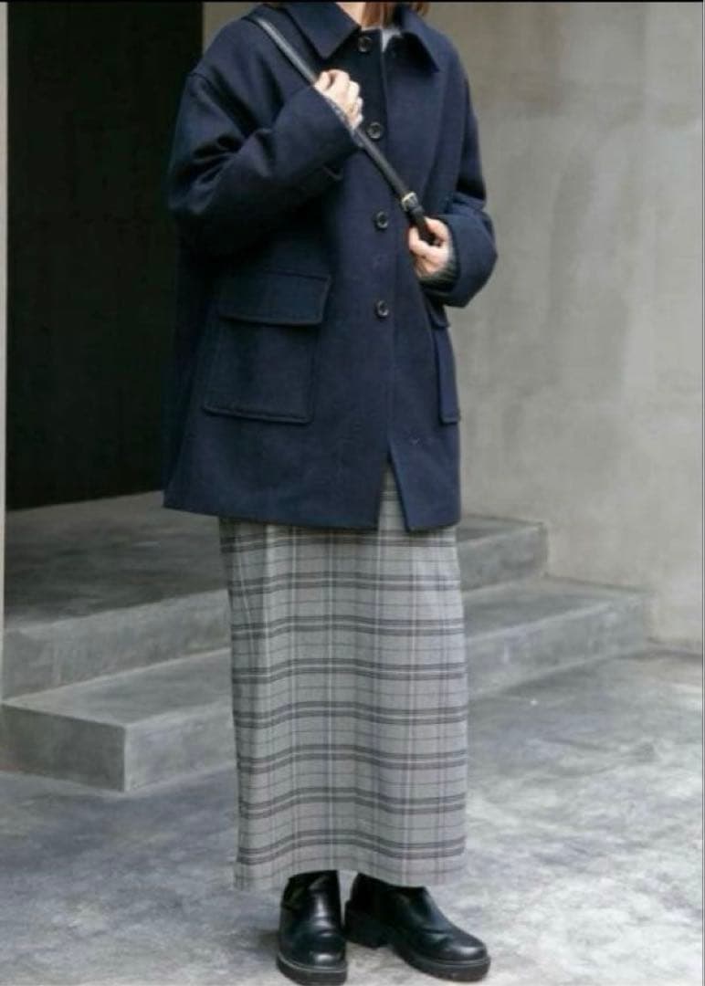 アーバンリサーチFORK & SPOON バルカラーミドルコート　濃いネイビー