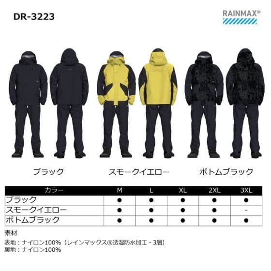 ダイワ レインマックス GEレインスーツ DR-3223 ブラック　2XL　新品