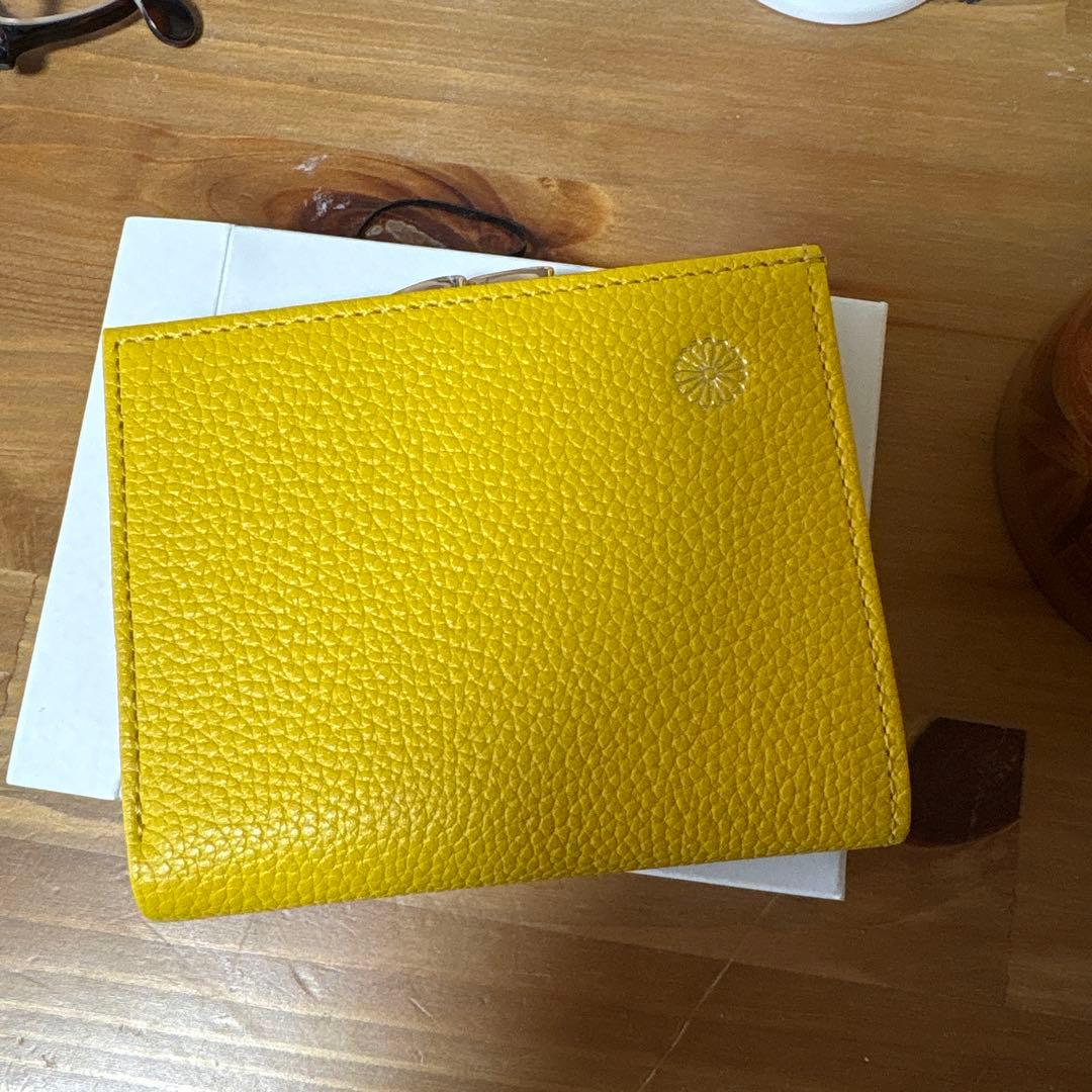 皇居 二つ折り財布 牛革 箱付き がま口