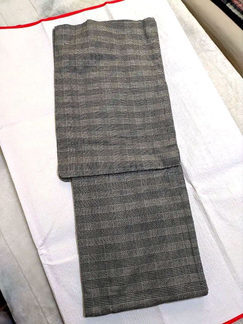 木綿着物　Мサイズ　グレンチェック柄　グレー