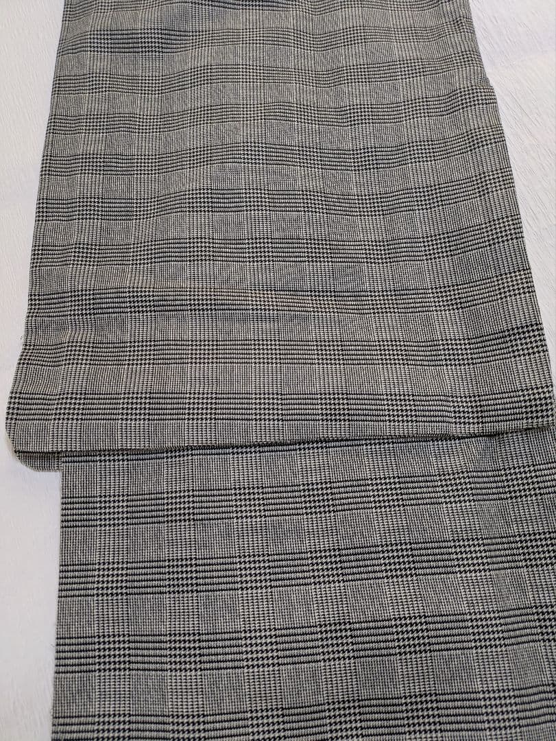 木綿着物　Мサイズ　グレンチェック柄　グレー