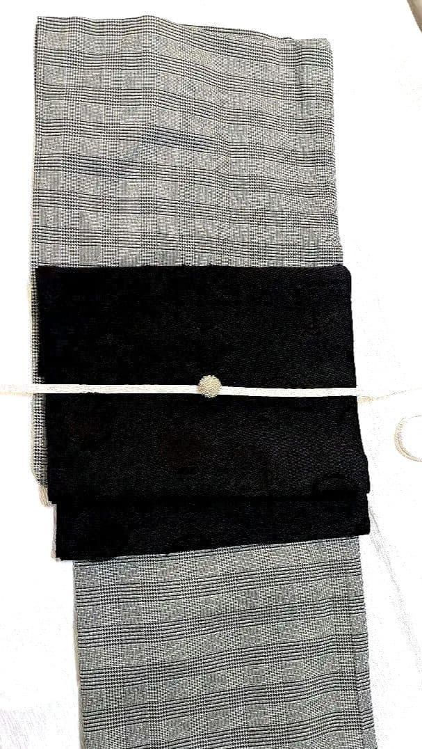 木綿着物　Мサイズ　グレンチェック柄　グレー