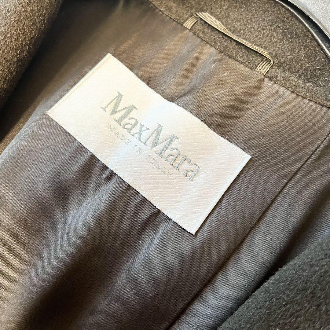白タグ MaxMara ベルテッドコート マニュエラ アルパカ 深緑 40