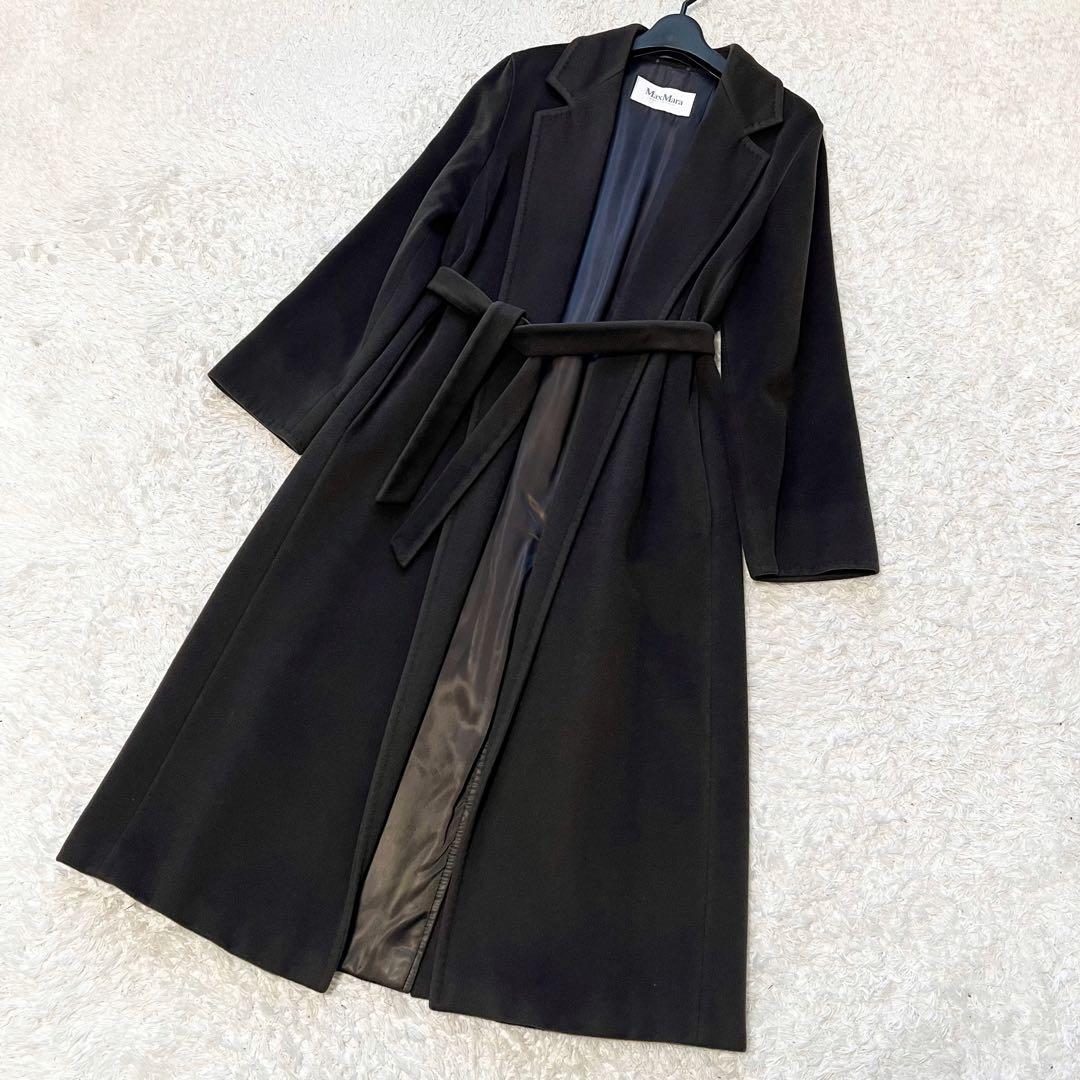 白タグ MaxMara ベルテッドコート マニュエラ アルパカ 深緑 40