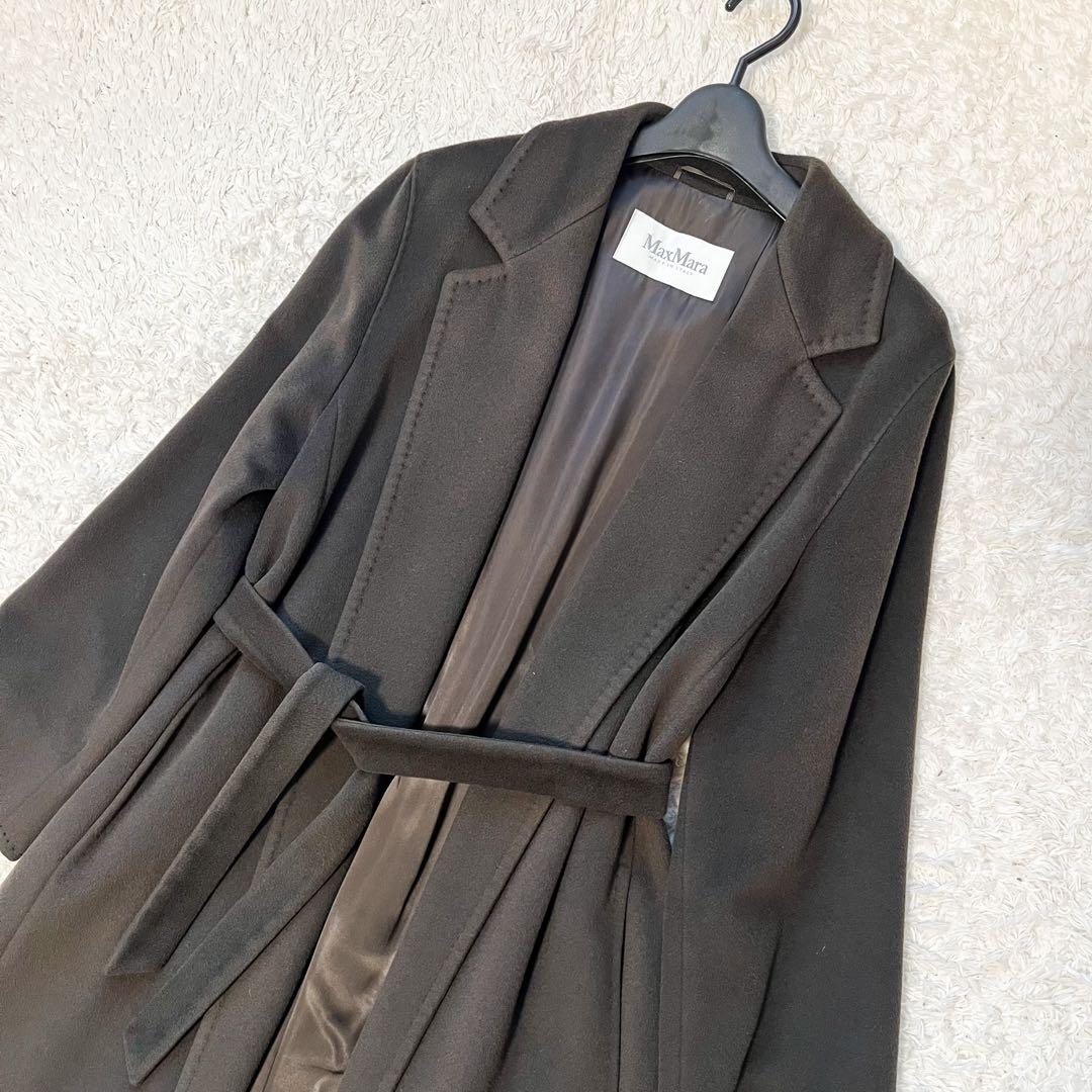 白タグ MaxMara ベルテッドコート マニュエラ アルパカ 深緑 40