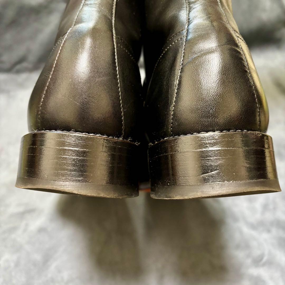 HERMES キャップトゥベルト付アンクルブーツ ブラックレザーブーツ 40.5