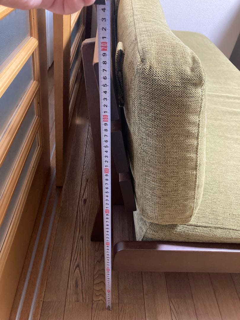 美品 平成家具（国産）　3人掛けソファ オットマン付（梱包送料込 直接引取歓迎）