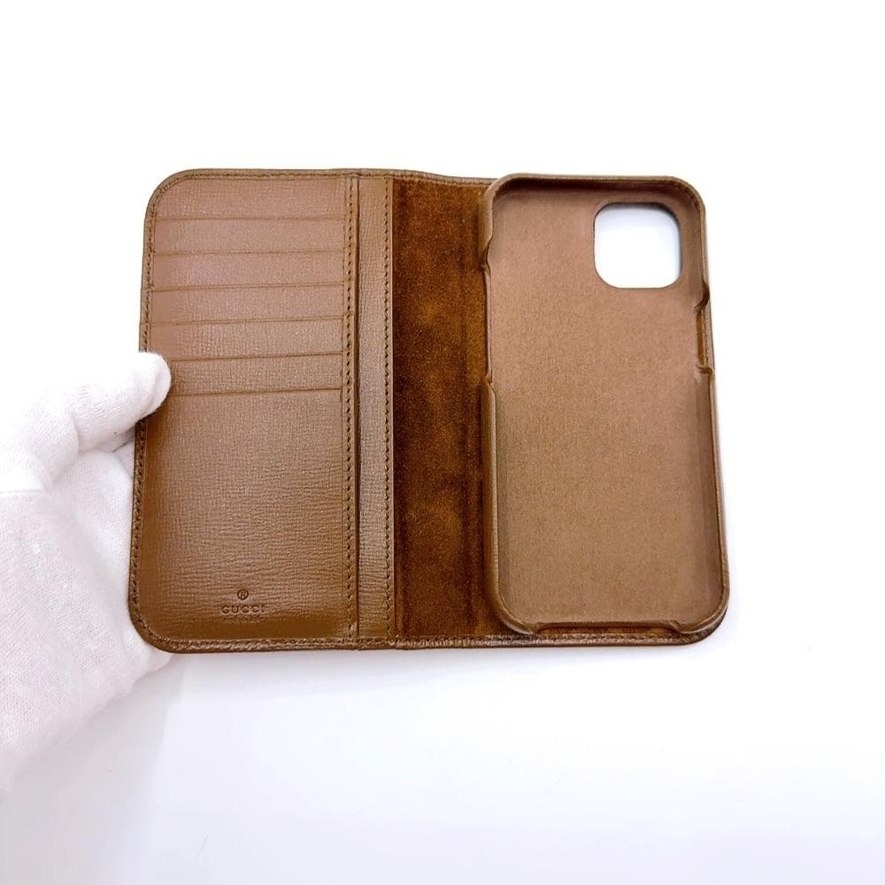 ◇グッチ◇レザー/GGスプリーム/iPhone15/スマホケース/760184