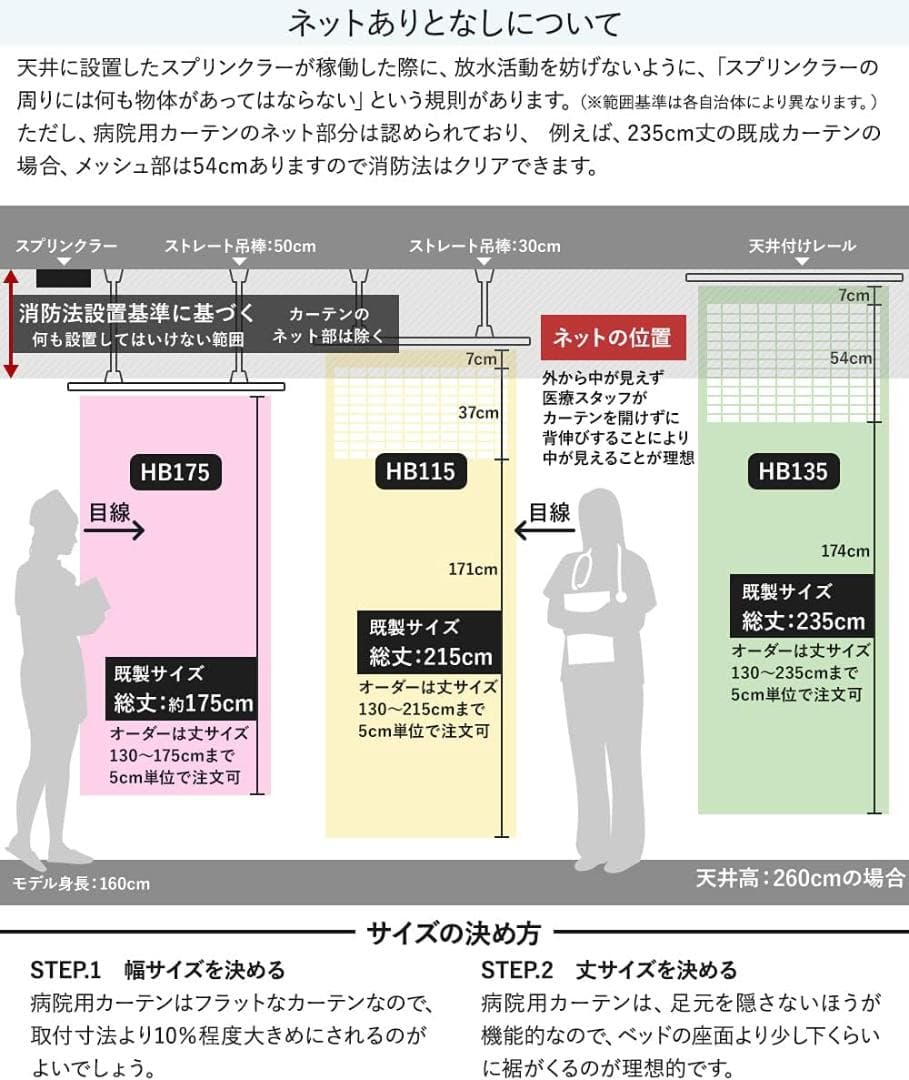 【中古品】病院用ネット部分ありカーテン（クリーム色）幅400cm丈235cm