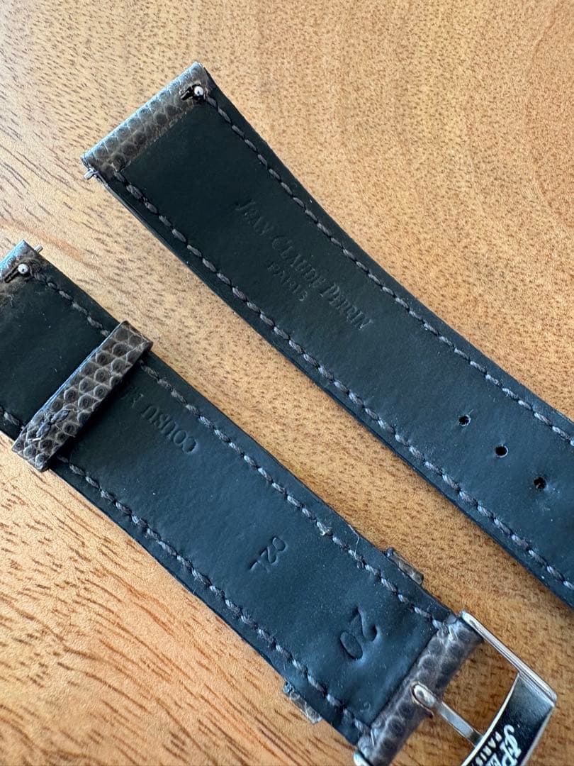 【美品】ジャンクロードペラン（JCペラン）時計ベルト　リザード　レベルソ　グレー