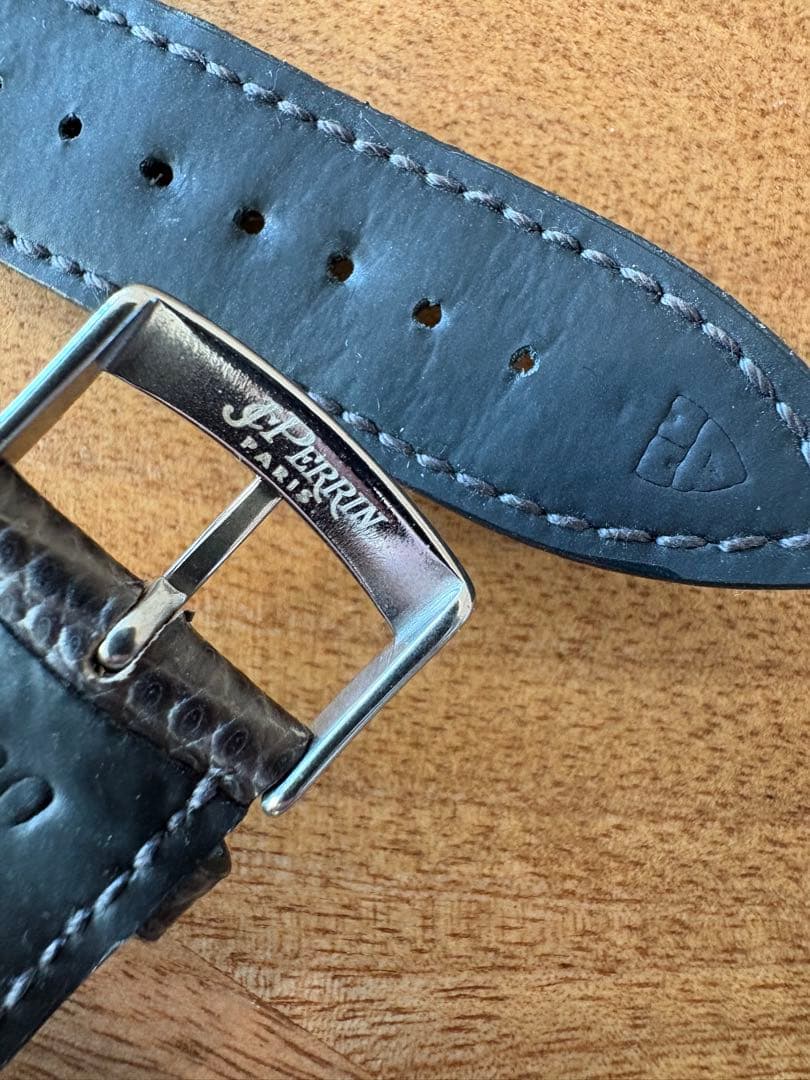 【美品】ジャンクロードペラン（JCペラン）時計ベルト　リザード　レベルソ　グレー