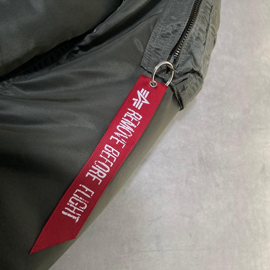 アルファインダストリー MA-1 フライトジャケット M 刺繍 ロゴ グリーン