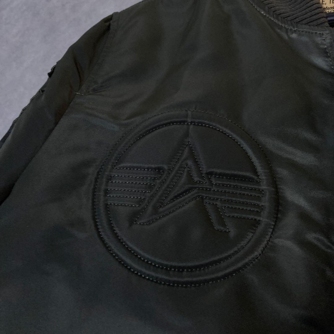 アルファインダストリー MA-1 フライトジャケット M 刺繍 ロゴ グリーン