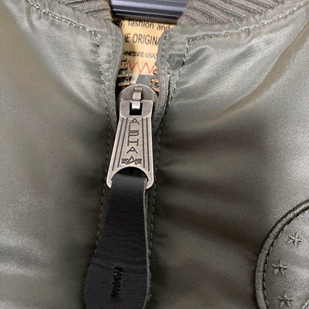 アルファインダストリー MA-1 フライトジャケット M 刺繍 ロゴ グリーン