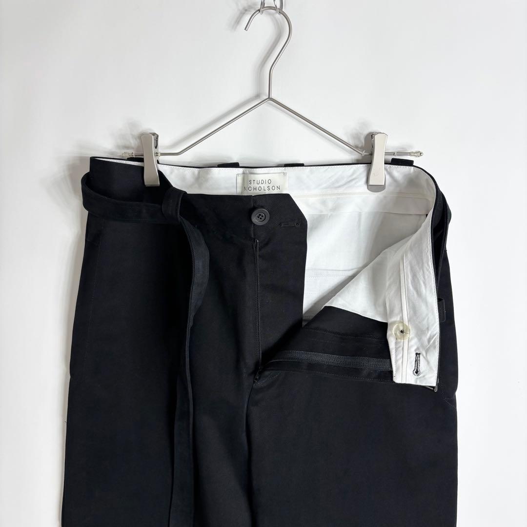 【美品】STUDIO NICHOLSON ピーチツイル ベルテッドパンツ 黒 M