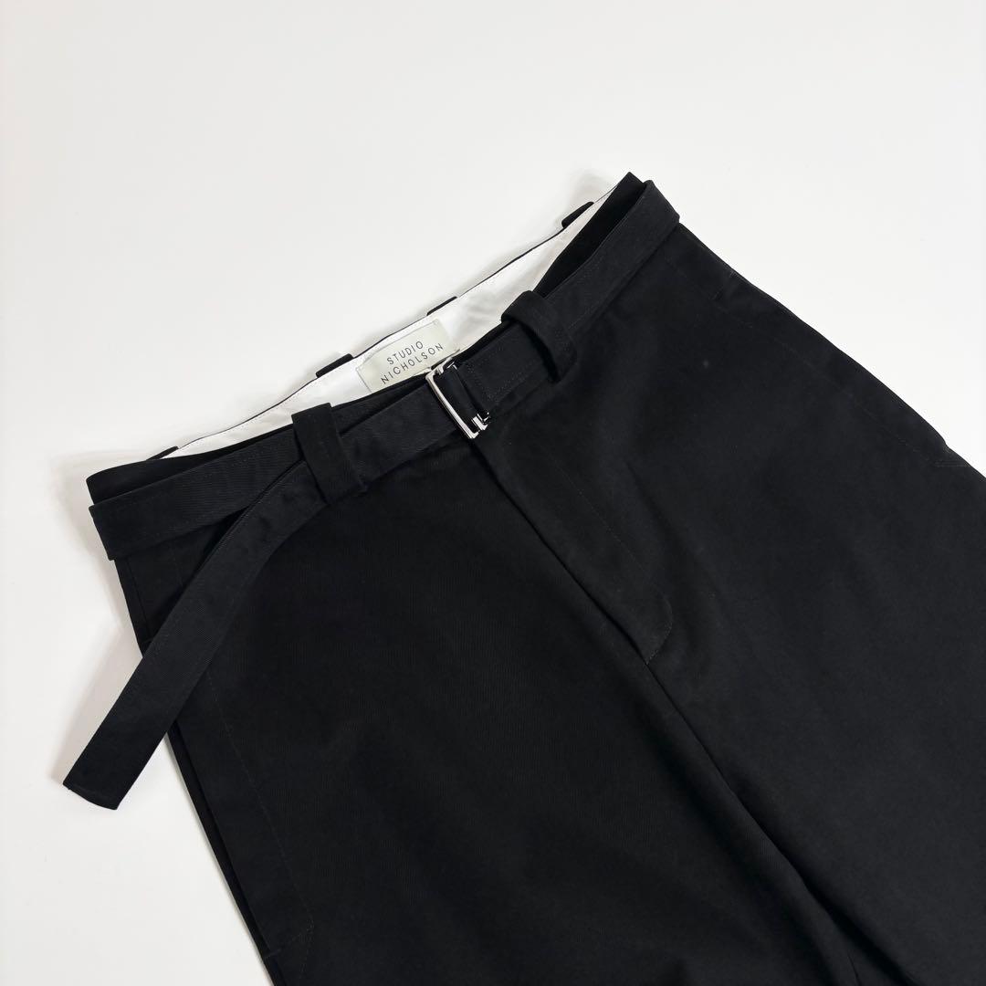 【美品】STUDIO NICHOLSON ピーチツイル ベルテッドパンツ 黒 M