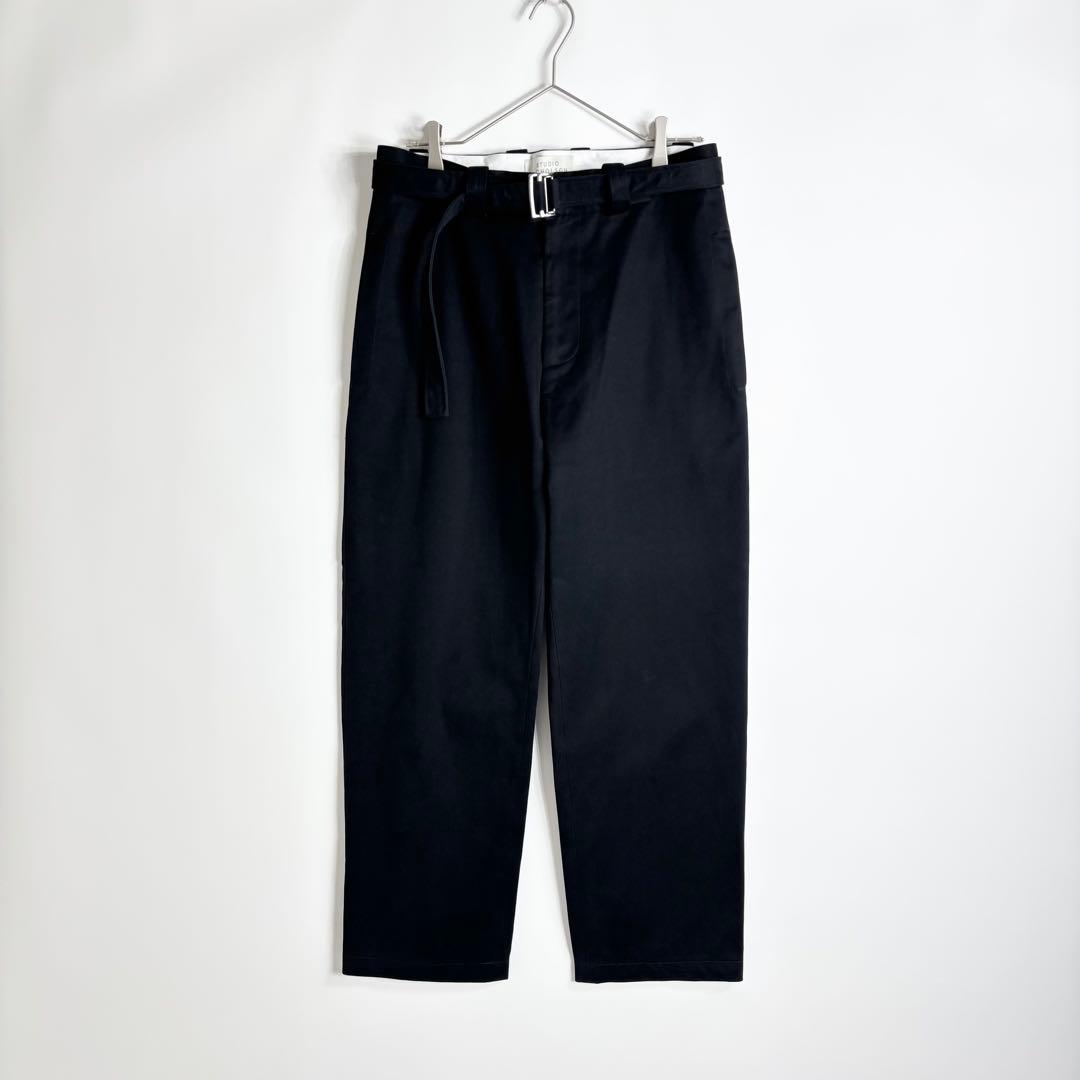 【美品】STUDIO NICHOLSON ピーチツイル ベルテッドパンツ 黒 M