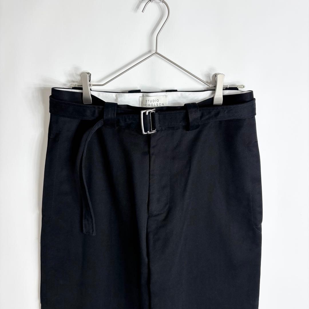 【美品】STUDIO NICHOLSON ピーチツイル ベルテッドパンツ 黒 M