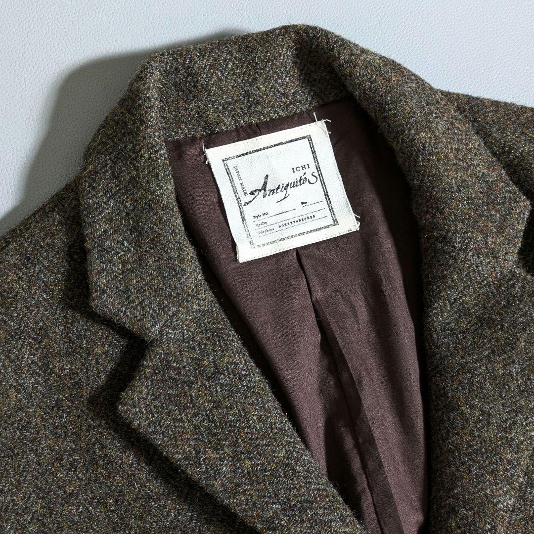 イチアンティークス／ヘリンボーン ミックスウールテーラードジャケット ブラウン