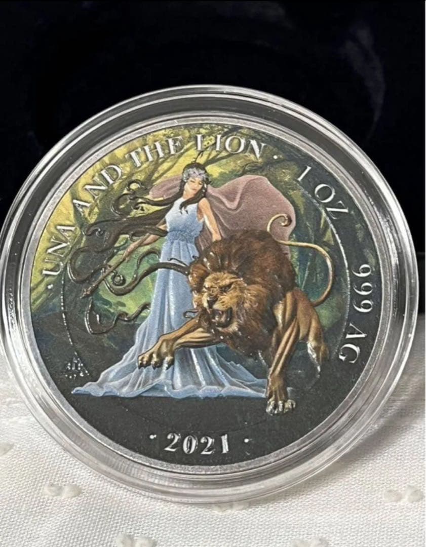 2021　セントヘレナ　ウナとライオン　カラー　ミスティック フォレスト　銀貨