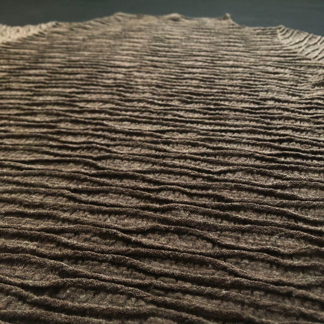 Plantation 立体編みウールカットソー 3D プリーツ 天然素材 茶系