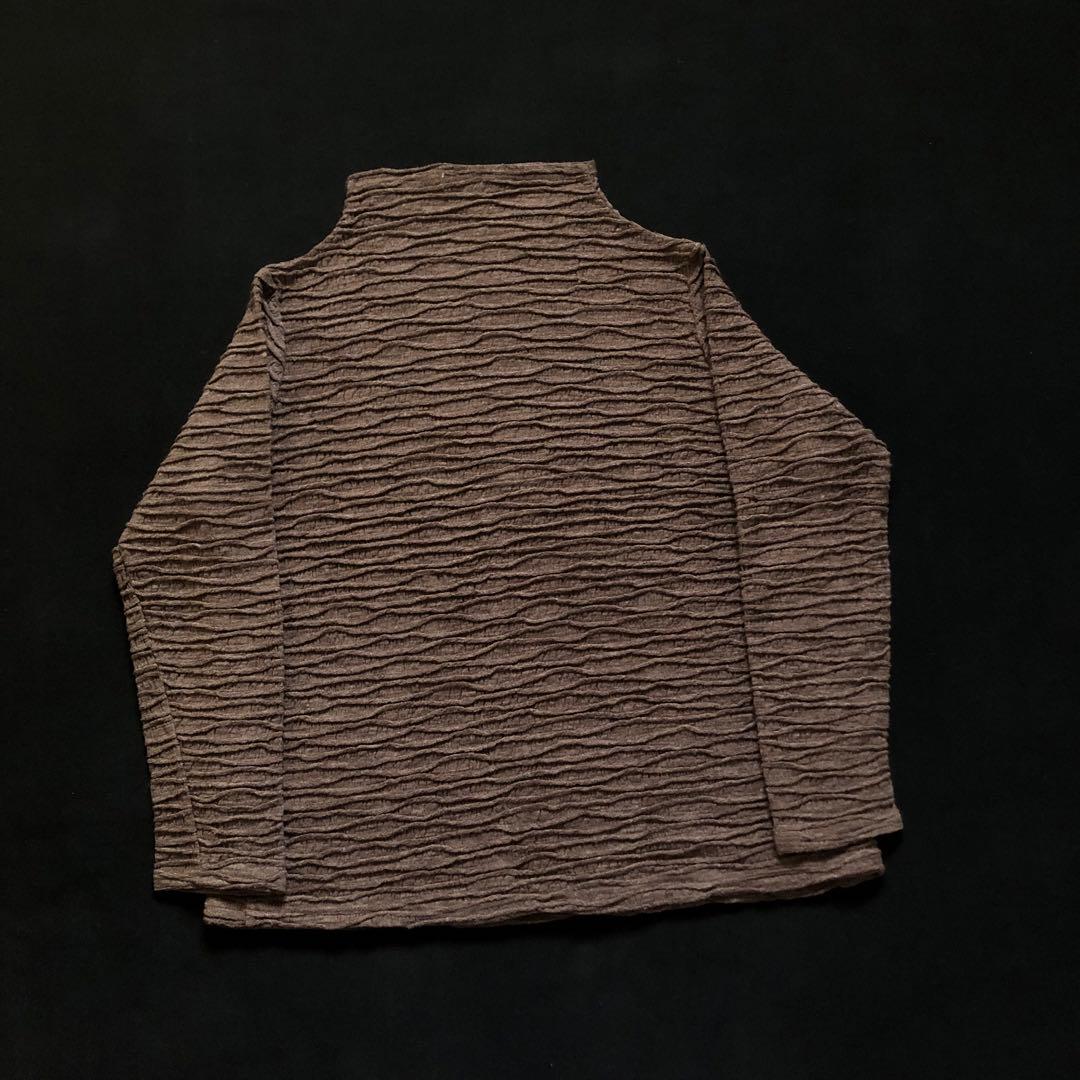 Plantation 立体編みウールカットソー 3D プリーツ 天然素材 茶系