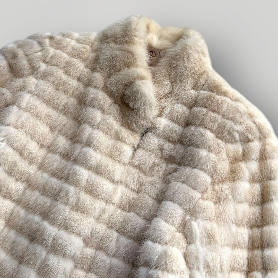 本毛皮☆ホワイトミンク MINK ファーコート SilverBlu 毛艶◎