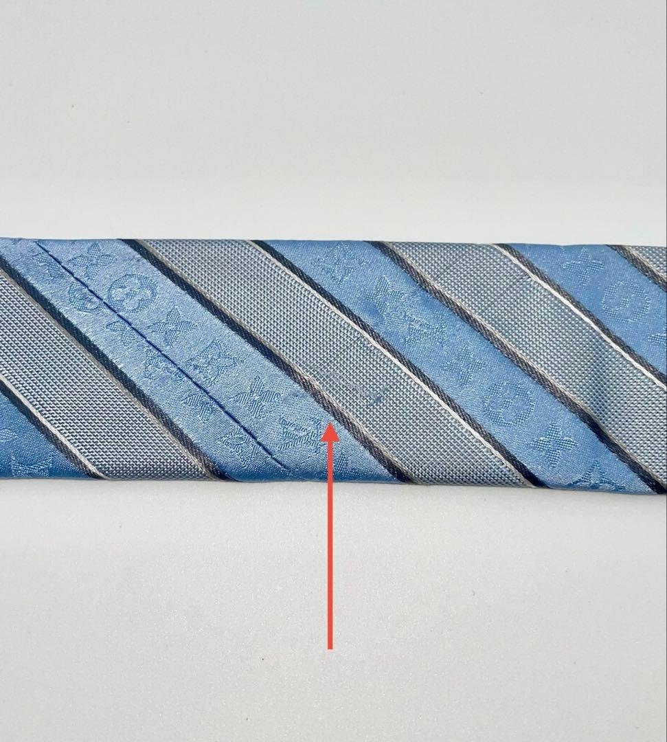 美品 ルイヴィトン ネクタイ ハイブランド モノグラム ストライプ レジメンタル