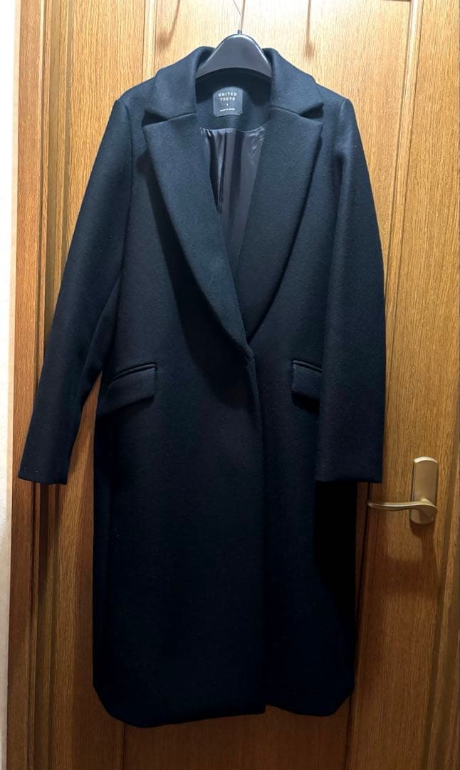 一度のみ着用UNITEDTOKYO Super140カシミヤ混チェスターコート