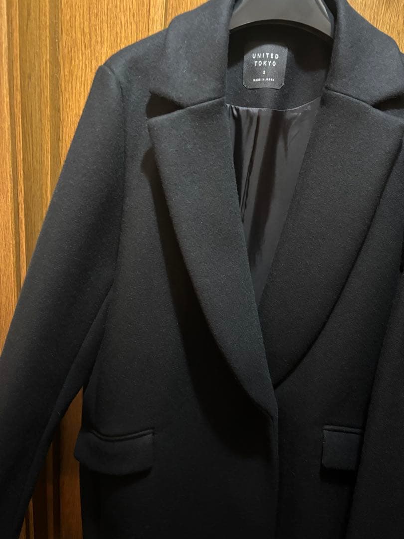 一度のみ着用UNITEDTOKYO Super140カシミヤ混チェスターコート